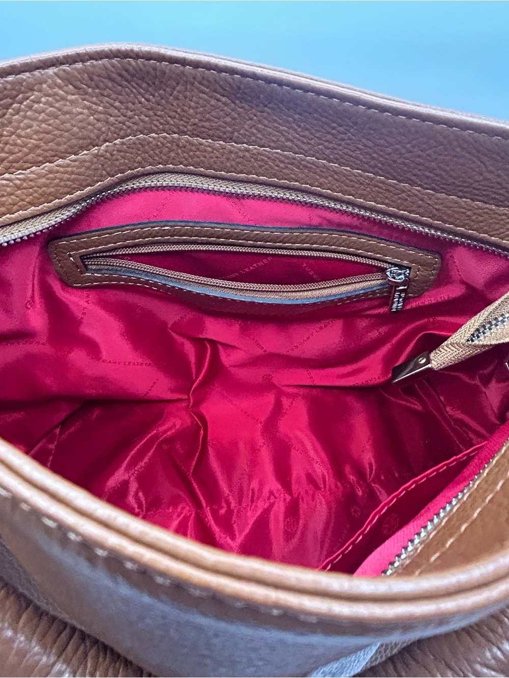 Tuscany Leather Cognac Pebbled Shoulder/Crossbody Bag - Picture 6 of 11